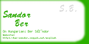 sandor ber business card